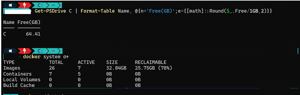 Check host disk space
