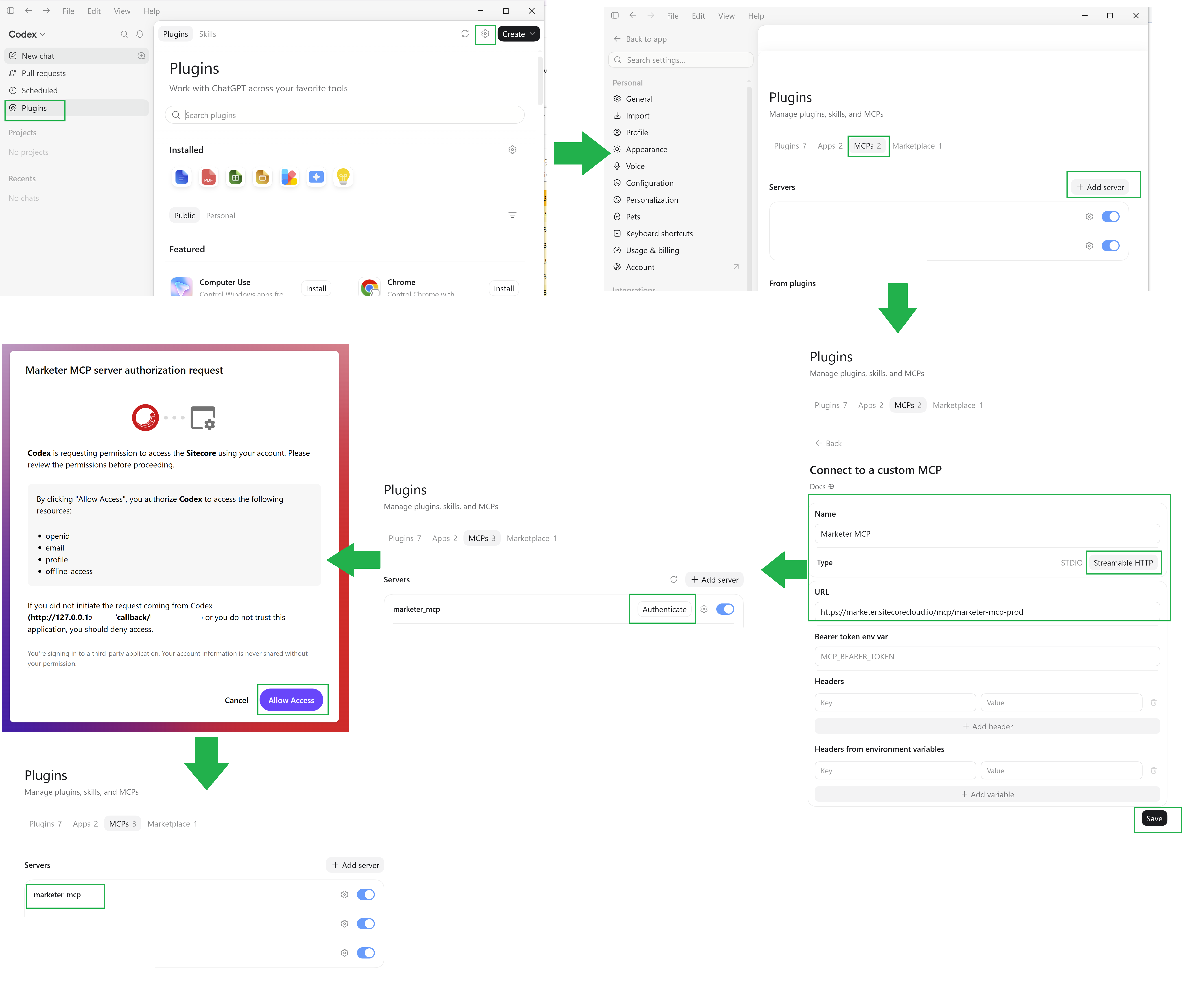 Sitecore Marketer MCP and Codex App setup