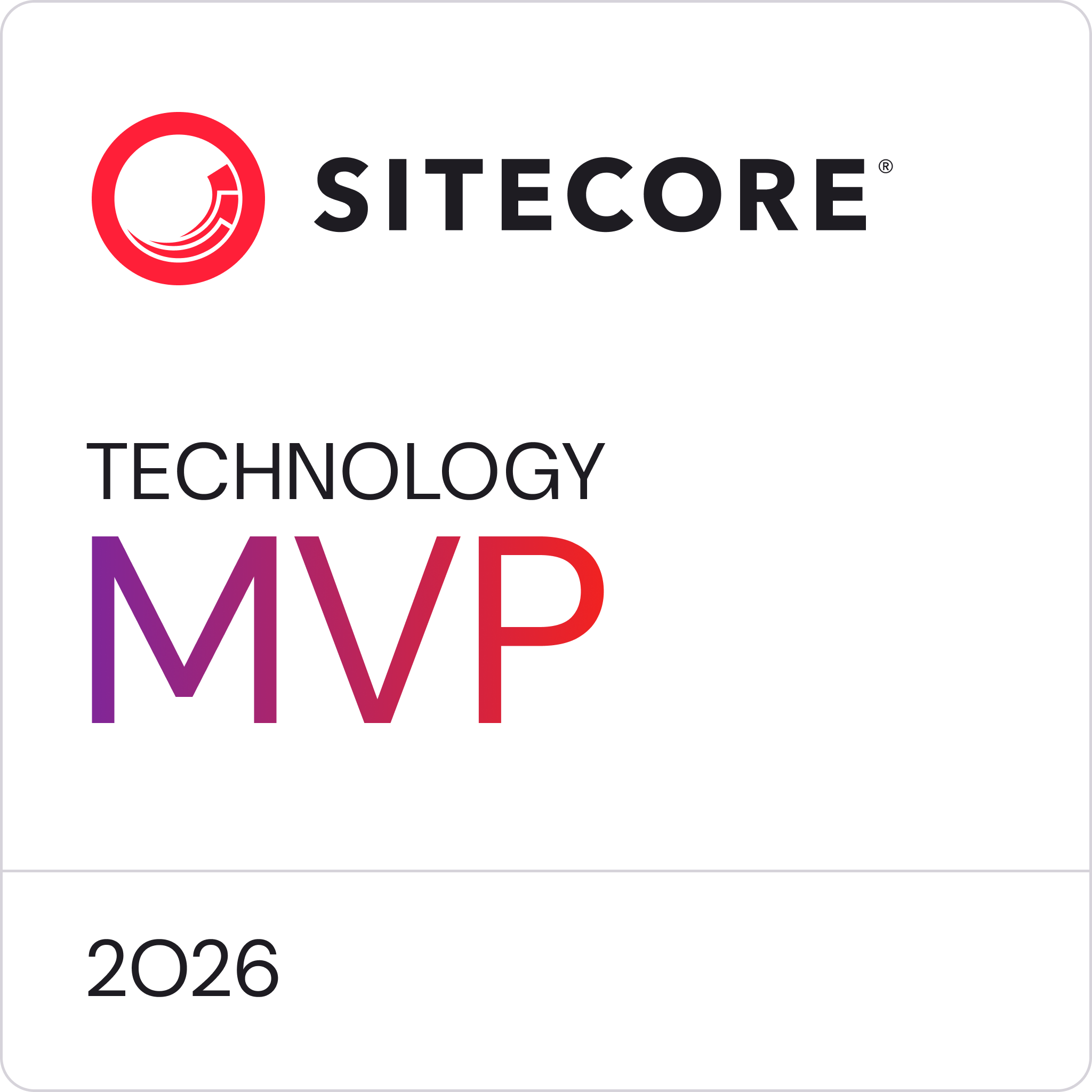 Credly Badge: Sitecore Technology MVP 2026