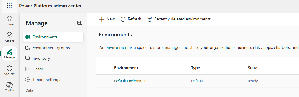 Microsoft PowerPlatform New Environment