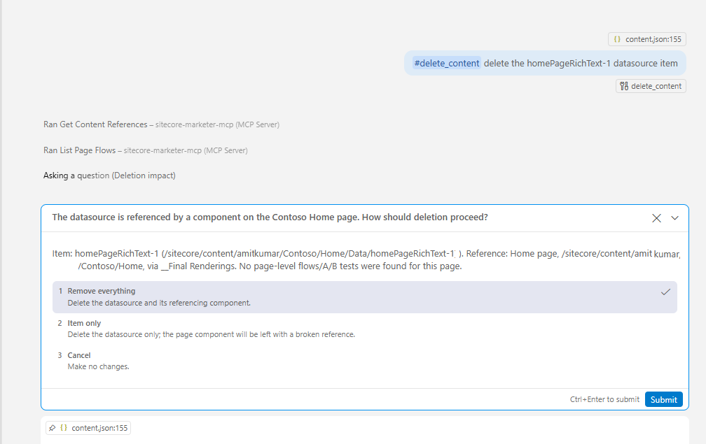 Sitecore Marketer MCP Delete Content