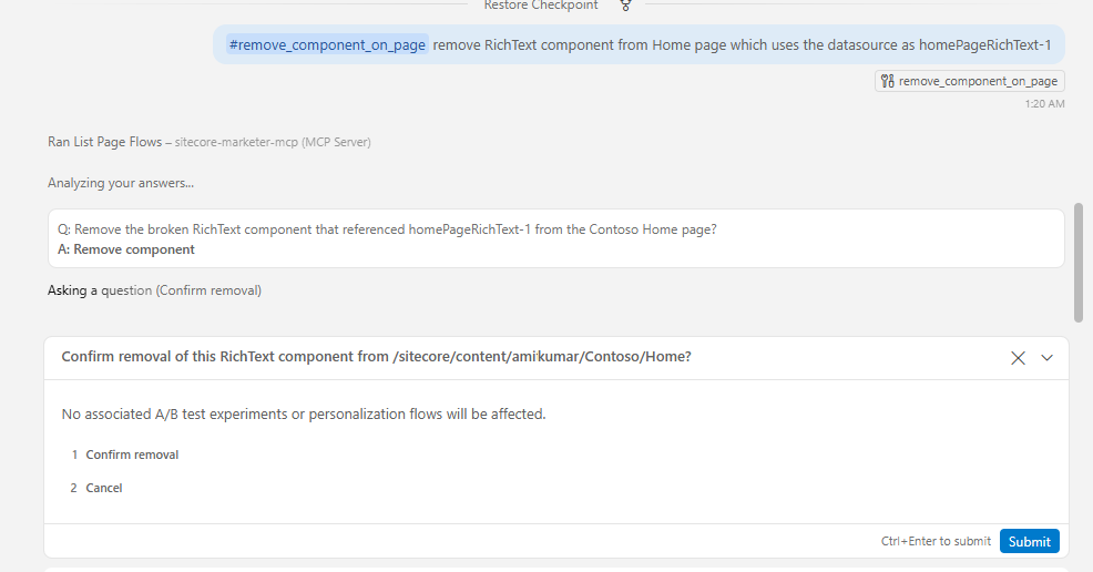 Sitecore Marketer MCP Remove Component