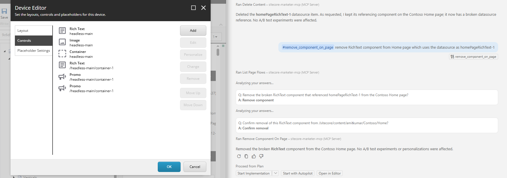 Sitecore Marketer MCP Remove Component